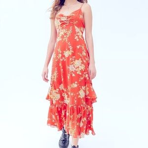 URBAN OUTFITTERS SPARKLERS CHIFFON MIDI DRESS